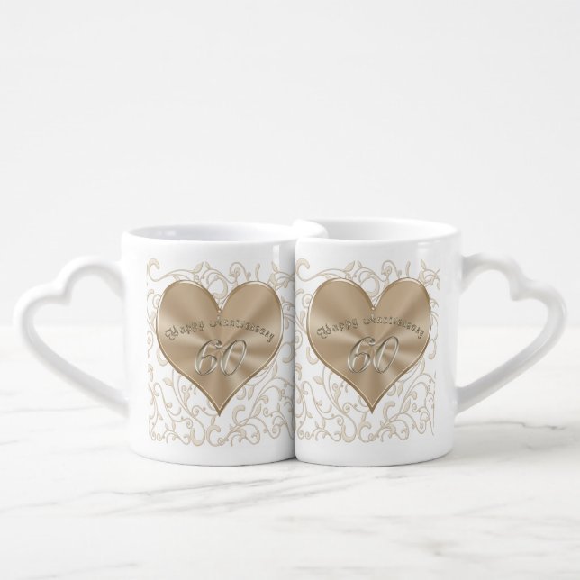 Cheap, Unique Sixtieth Wedding Anniversary Gifts Coffee Mug Set (Front Nesting)