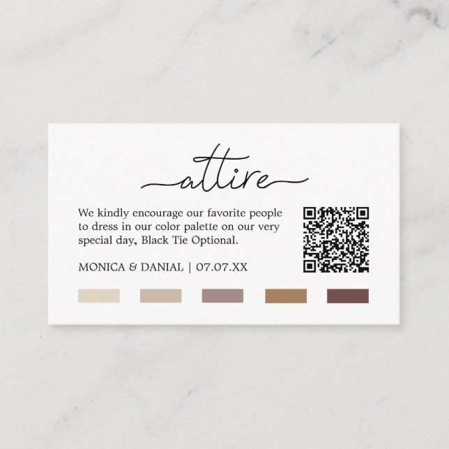 Cheap Wedding Color Dress Code Cards (Front)