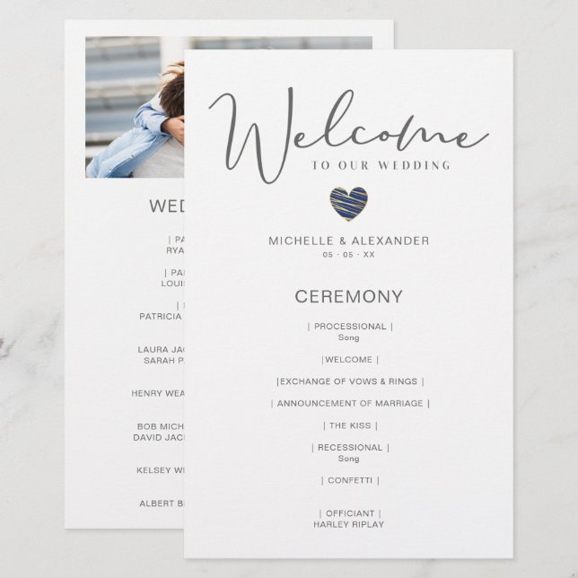 Cheap Wedding Grey Whimsical Photo Navy Blue Heart (Front/Back)