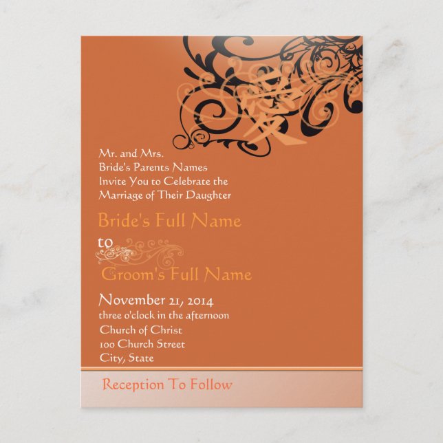 Cheap Wedding Invitation Postcards (Front)