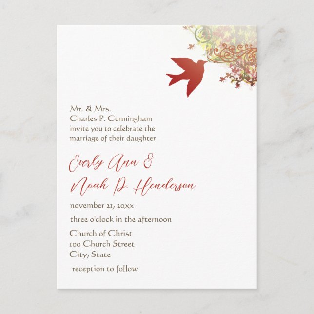 Cheap Wedding Invitation Postcards (Front)