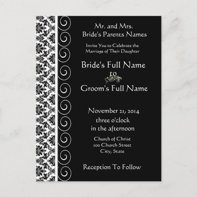 Cheap Wedding Invitation Postcards (Front)