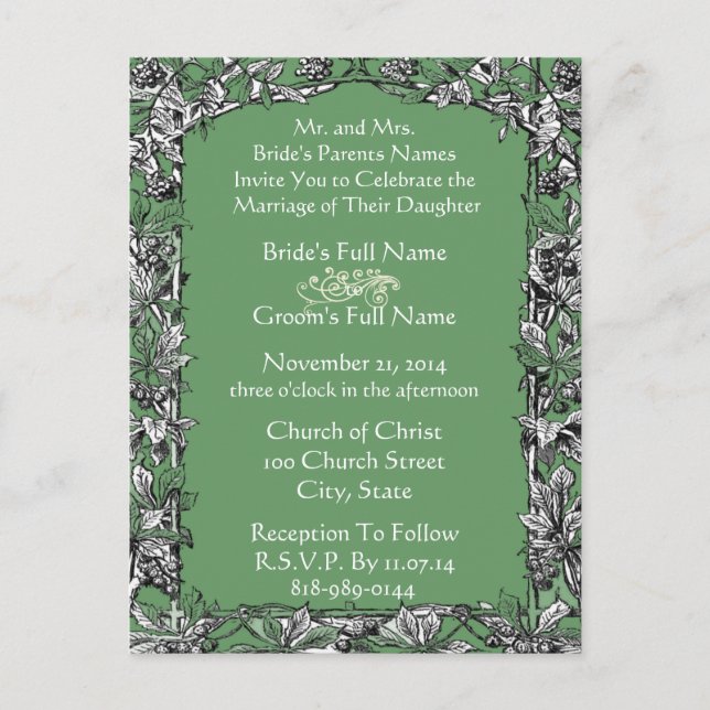 Cheap Wedding Invitation Postcards (Front)