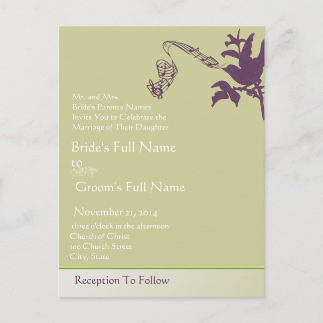 Cheap Wedding Invitation Postcards (Front)