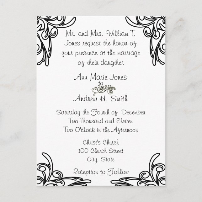 Cheap Wedding Invitation Postcards (Front)