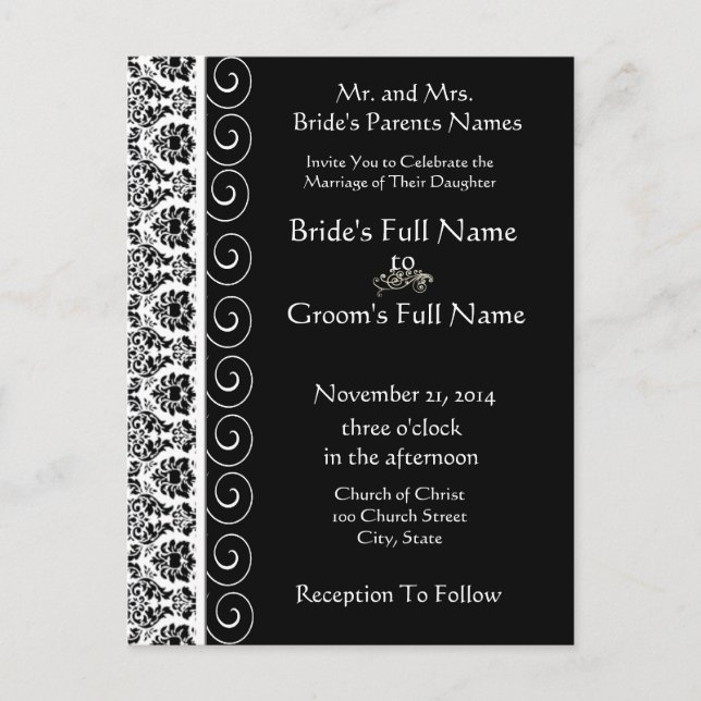 Cheap Wedding Invitation Postcards (Front)