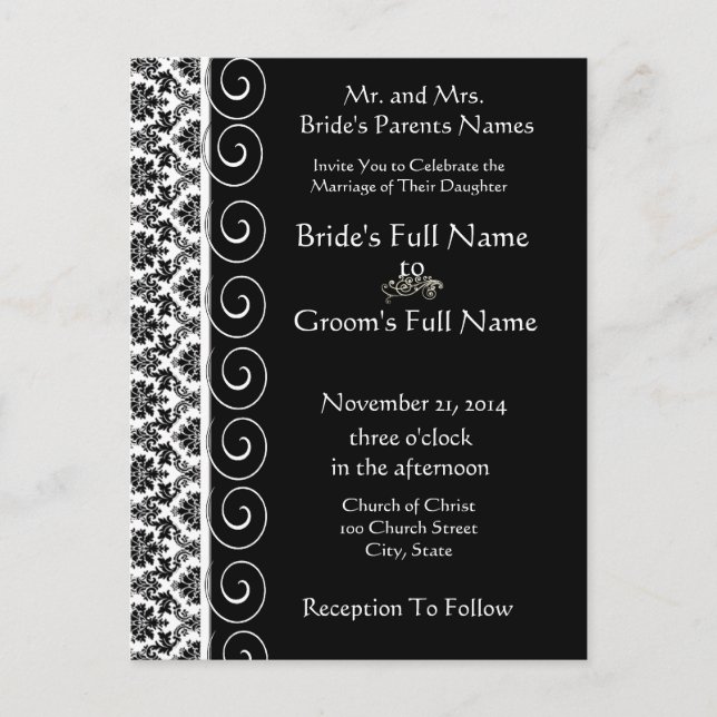 Cheap Wedding Invitation Postcards (Front)