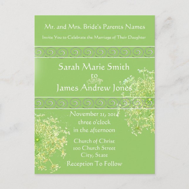 Cheap Wedding Invitation Postcards (Front)