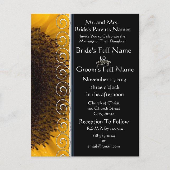 Cheap Wedding Invitation Postcards (Front)