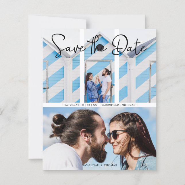 Cheap Wedding Modern Elegant Collage 2 Photos (Front)