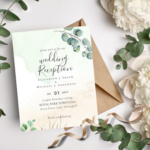 Cheap Wedding Reception Invitation Greenery Leaf  Flyer