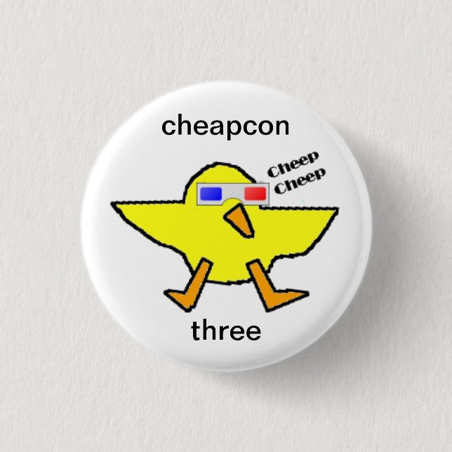 cheapcon 3 pinback button (Front)