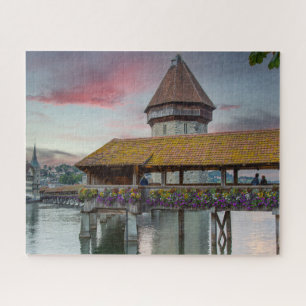 Cheapel Bridge in Lucerne, Switzerland Jigsaw Puzzle