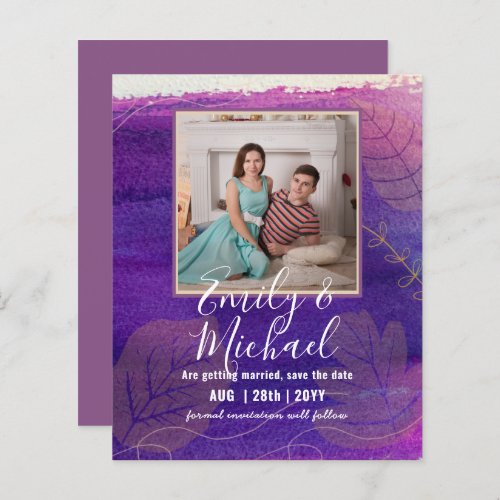 Cheapest PHOTO Save Date Purple Gold Abstract
