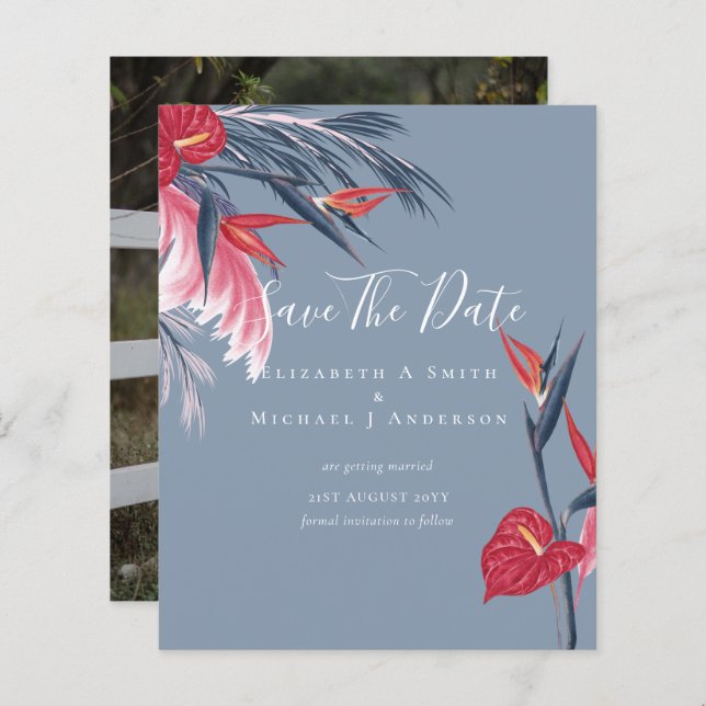 CHEAPEST PHOTO Save Dates Pampas Grass Tropical (Front/Back)