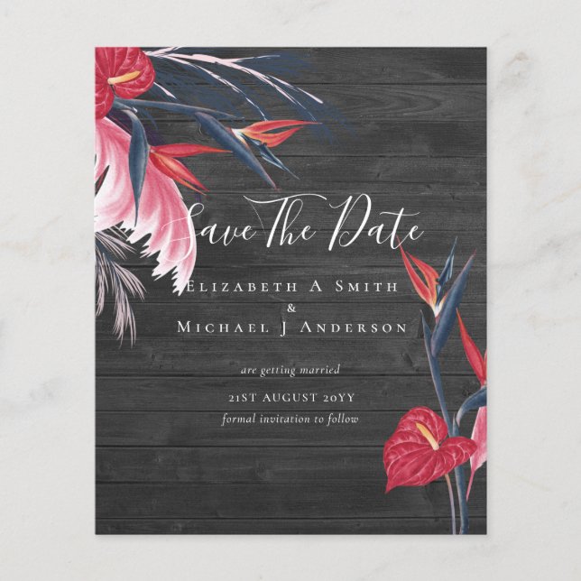 CHEAPEST PHOTO Save Dates Pampas Grass Tropical Flyer (Front)