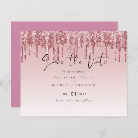 CHEAPEST Rose Gold Pink Glitter Wedding (Front/Back)