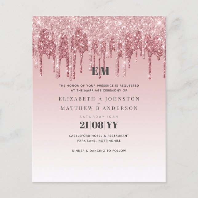 CHEAPEST Rose Gold Pink Glitter Wedding (Front)