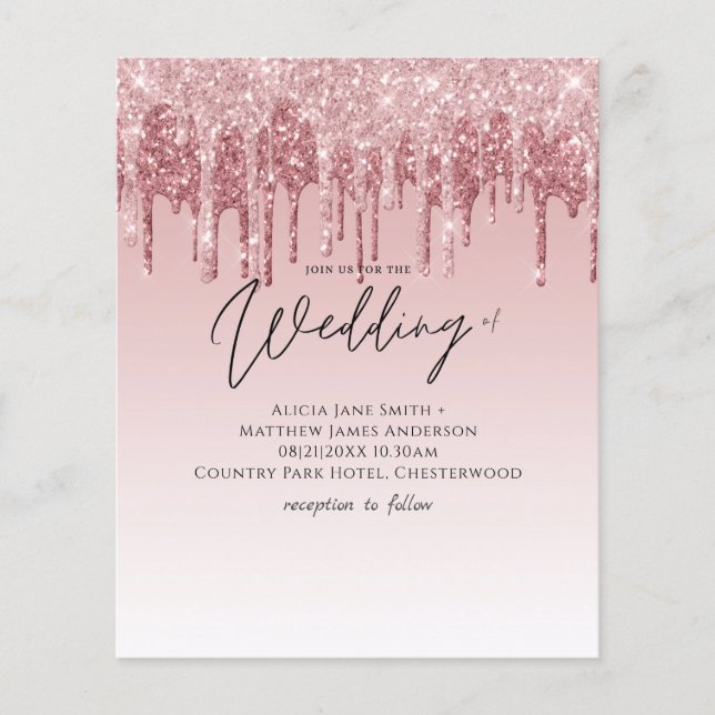 CHEAPEST Rose Gold Pink Glitter Wedding (Front)