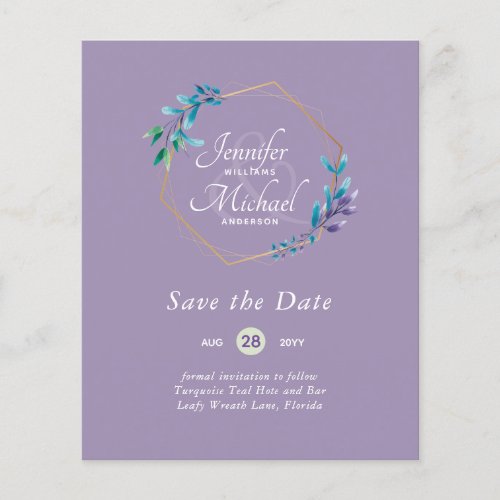 CHEAPEST Save The Dates Teal Blue Floral Wreath