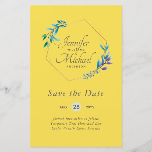 CHEAPEST Save The Dates Teal Blue Floral Wreath