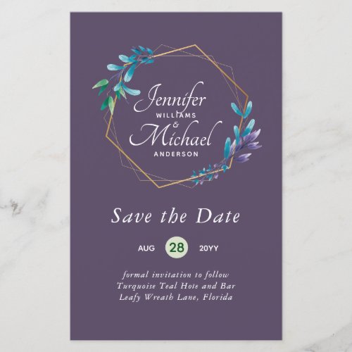 CHEAPEST Save The Dates Teal Blue Floral Wreath