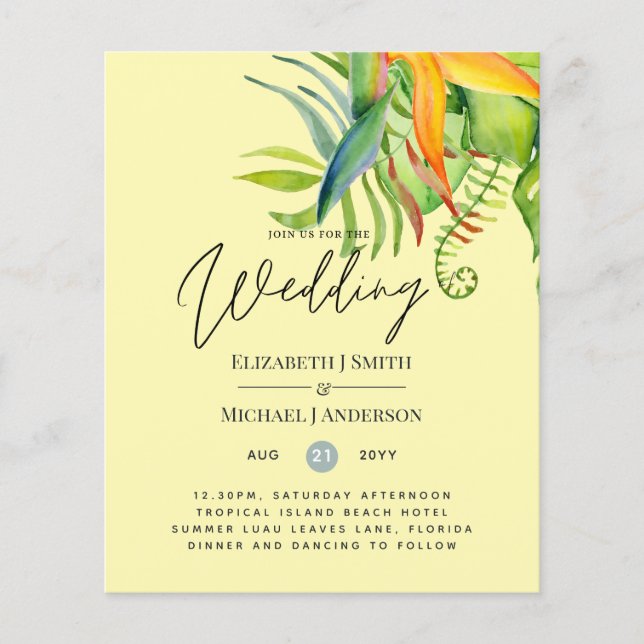 Cheapest Tropical Leaves Wedding Luau Reception (Front)