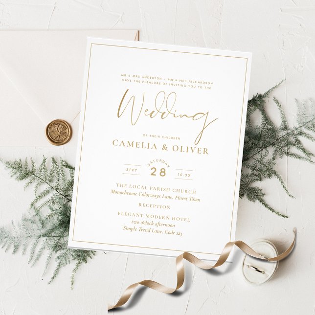 Cheapest Wedding Invitations Classic White Gold Flyer (Creator Uploaded)