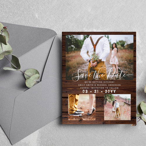Cheapest Wedding Invitations Rustic Photo Collage Flyer
