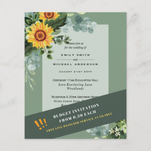CHEAPEST WEDDING INVITATIONS Sunflowers Eucalyptus Flyer