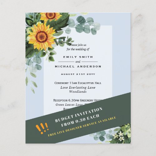 CHEAPEST WEDDING INVITATIONS Sunflowers Eucalyptus Flyer