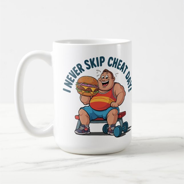 Cheat Day Champion: Gym Goals Reimagined! Coffee Mug (Left)
