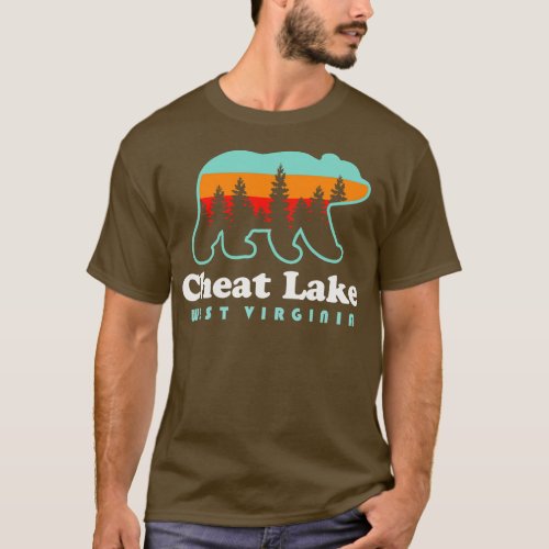 Cheat Lake West Virginia Camping Bear Retro T_Shirt