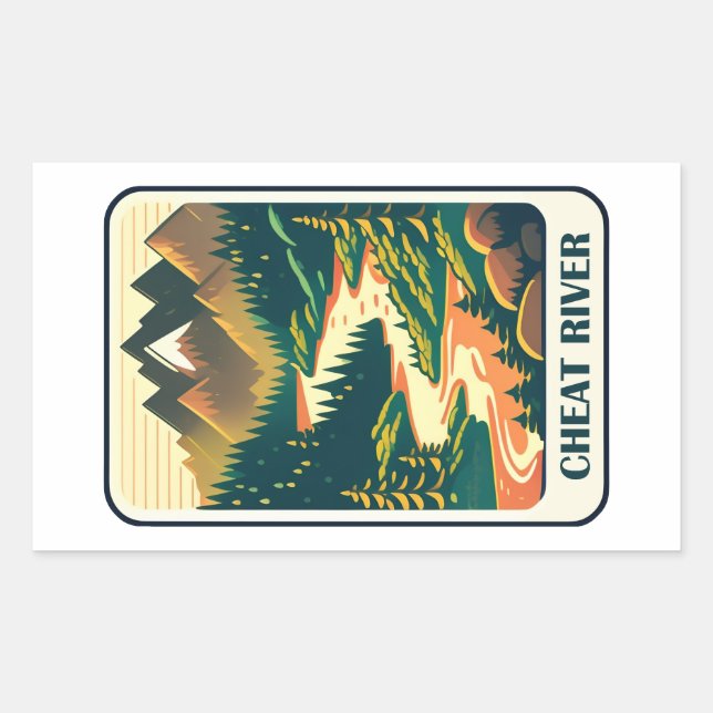 Cheat River West Virginia Colors Rectangular Sticker (Front)