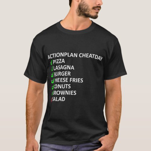 Cheatday Pizza Burger Fries Checklist T_Shirt