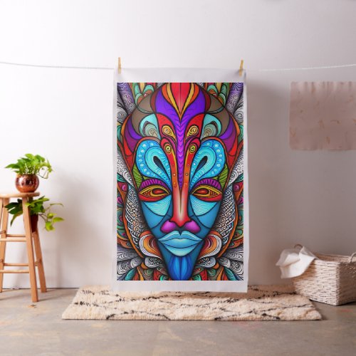 Cheater Quilt Panel Colorful African Tribal Mask Fabric