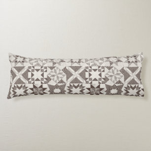 Cheater Traditional Patchwork Stars Quilt Black Body Pillow