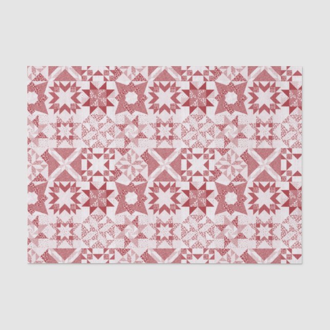 Cheater Traditional Patchwork Stars Quilt Red Tissue Paper (Front)