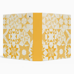 Cheater Traditional Patchwork Stars Quilt White 3 Ring Binder