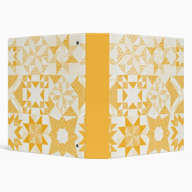 Cheater Traditional Patchwork Stars Quilt White 3 Ring Binder (Background)