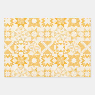Cheater Traditional Patchwork Stars Quilt White Wrapping Paper Sheets