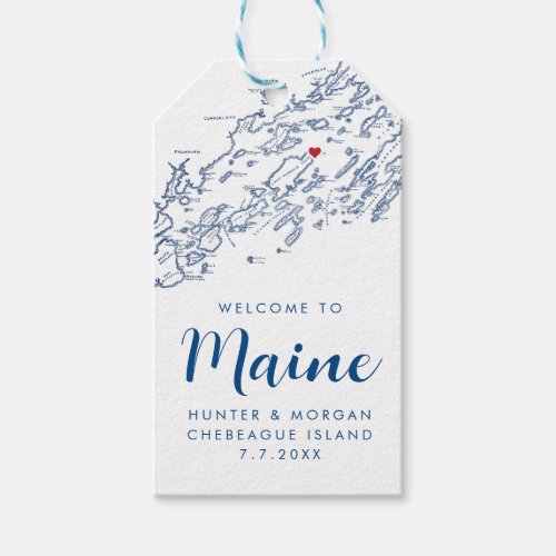 Chebeague Island Maine Elegant Navy Wedding Favor Gift Tags