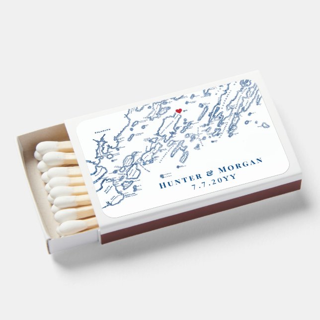 Chebeague Island Maine Elegant Wedding Matchboxes (Front Open)