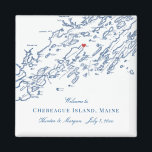 Chebeague Island Maine Map Elegant Wedding Favor Magnet<br><div class="desc">Quick and Easy ordering! These Chebeague Island, Maine map magnets are perfect to welcome your out of town guests with welcome bag goodies, or customize them for your wedding party. Move the heart by clicking "Edit Using design tool" under "Personalize". Map includes Cape Elizabeth, Portland, Cumberland, Falmouth, Freeport, the islands...</div>