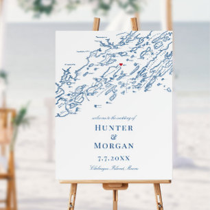 Chebeague Island Maine Navy Wedding Welcome Sign