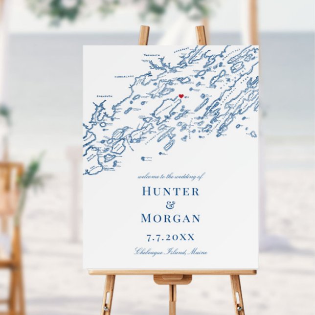 Chebeague Island Maine Navy Wedding Welcome Sign (This Chebeague Island Wedding welcome sign is perfect for aChebeague Island Inn destination wedding)