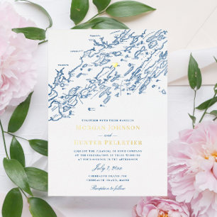 Chebeague Island Maine Wedding Elegant Gold Foil Invitation