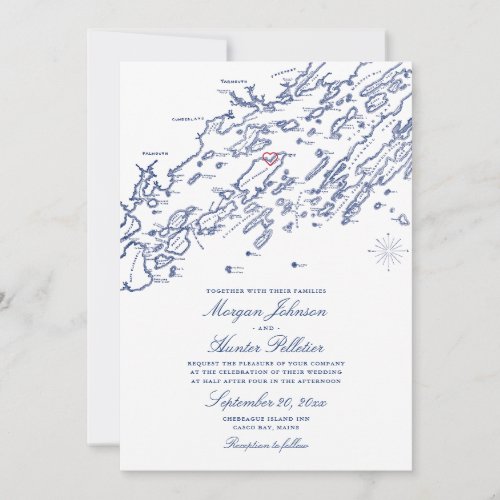 Chebeague Island Map Wedding Invitation _ Maine