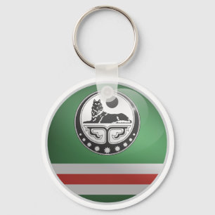 Chechen Glossy Circle Flag Keychain