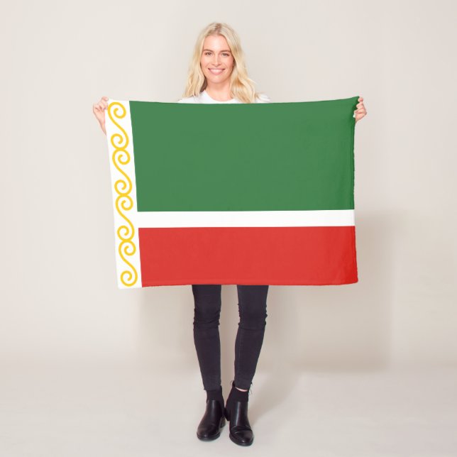 Chechnya Flag Fleece Blanket (In Situ)